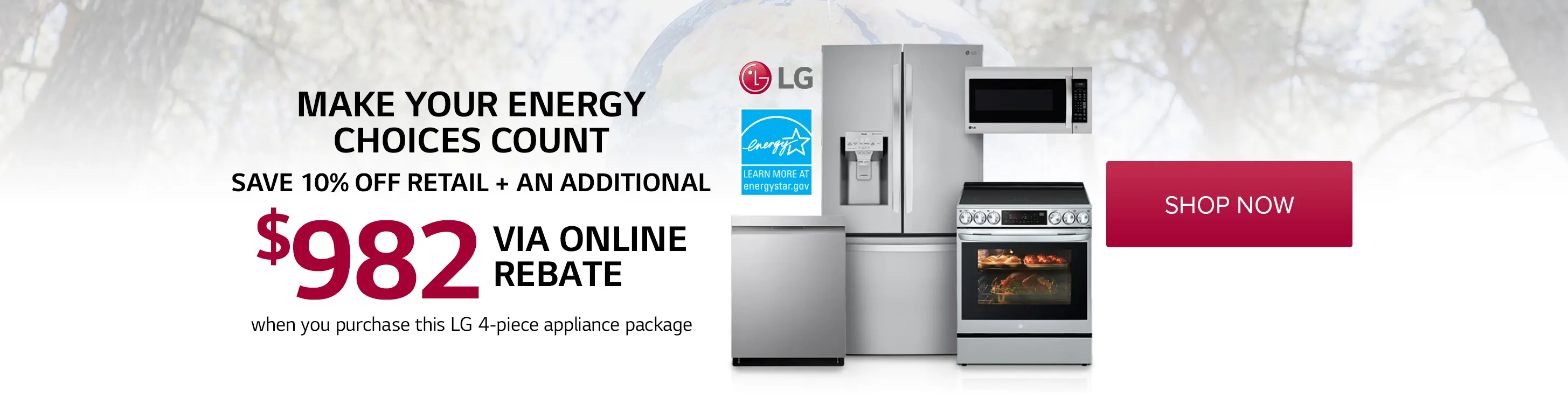 Save 10% off Retail plus an Additional $982 via an Online Rebate when you purchase this LG 4 piece Appliance Package