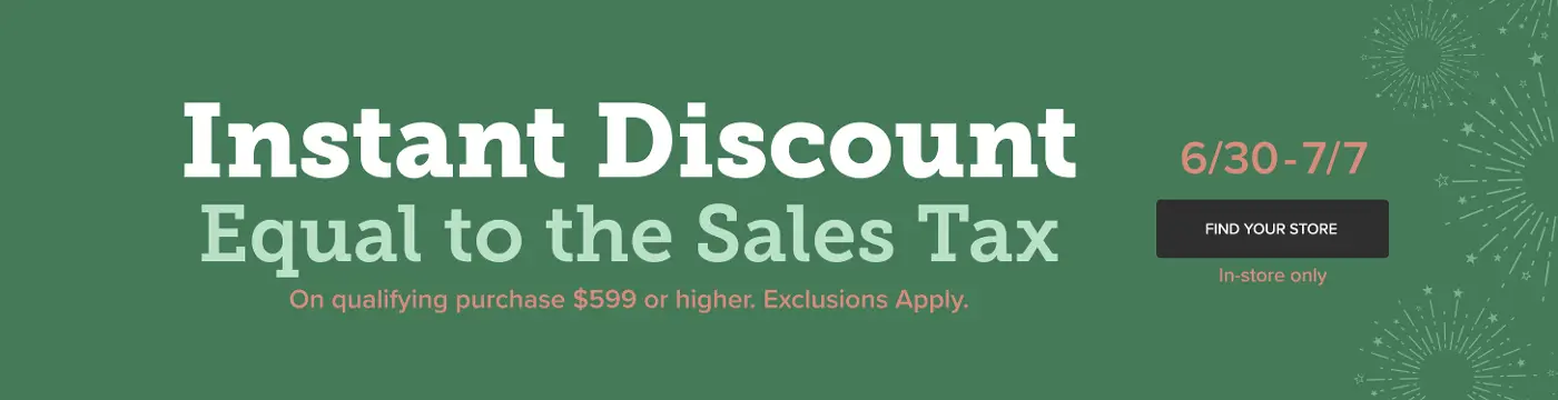 Instant discount equal to the sales tax on qualifying purchases