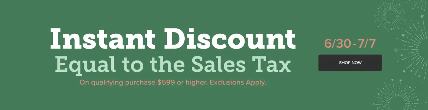 Instant discount equal to the sales tax on qualifying purchases
