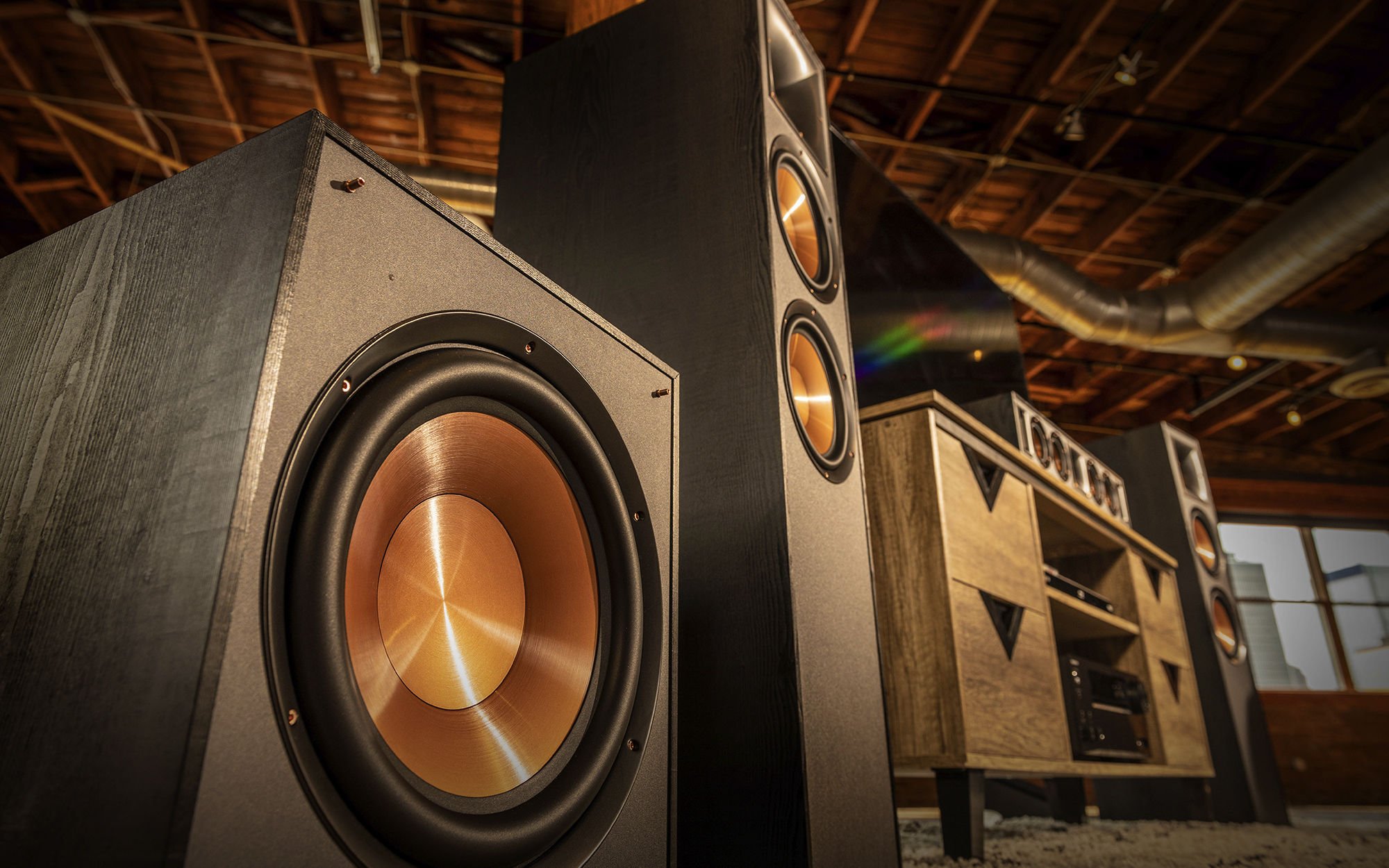 Up close look at the Klipsch copper subwoofer