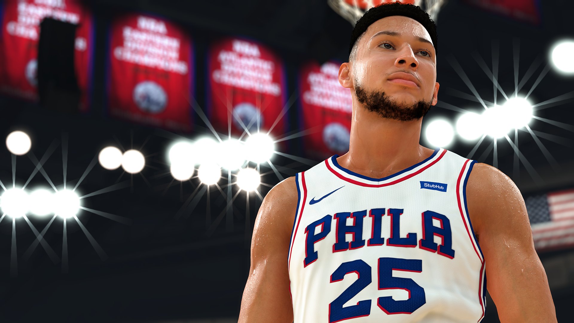 Close up of NBA 2K19 player