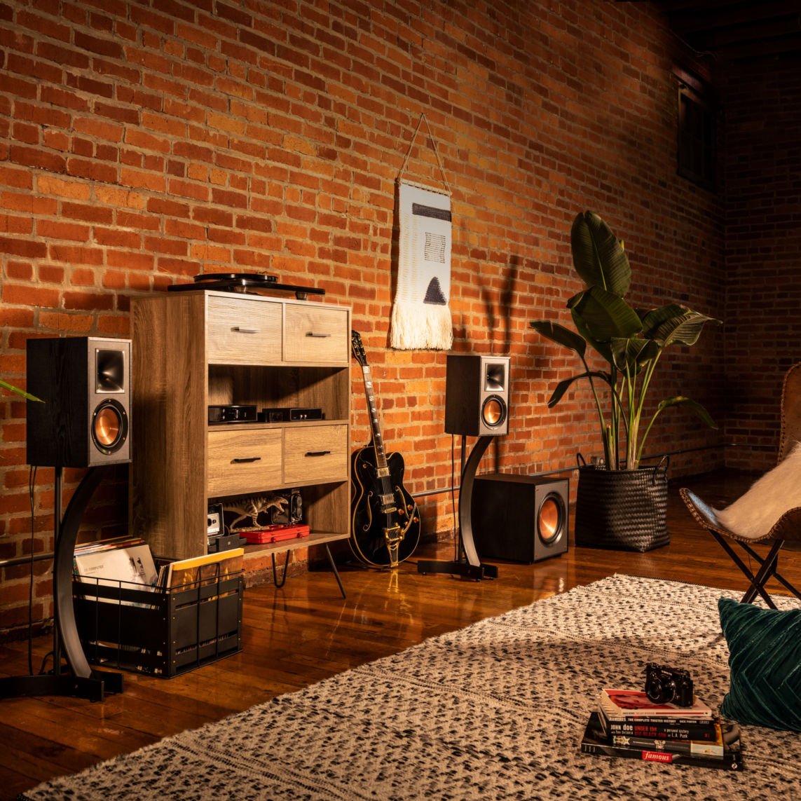 Living room with Klipsch speakers