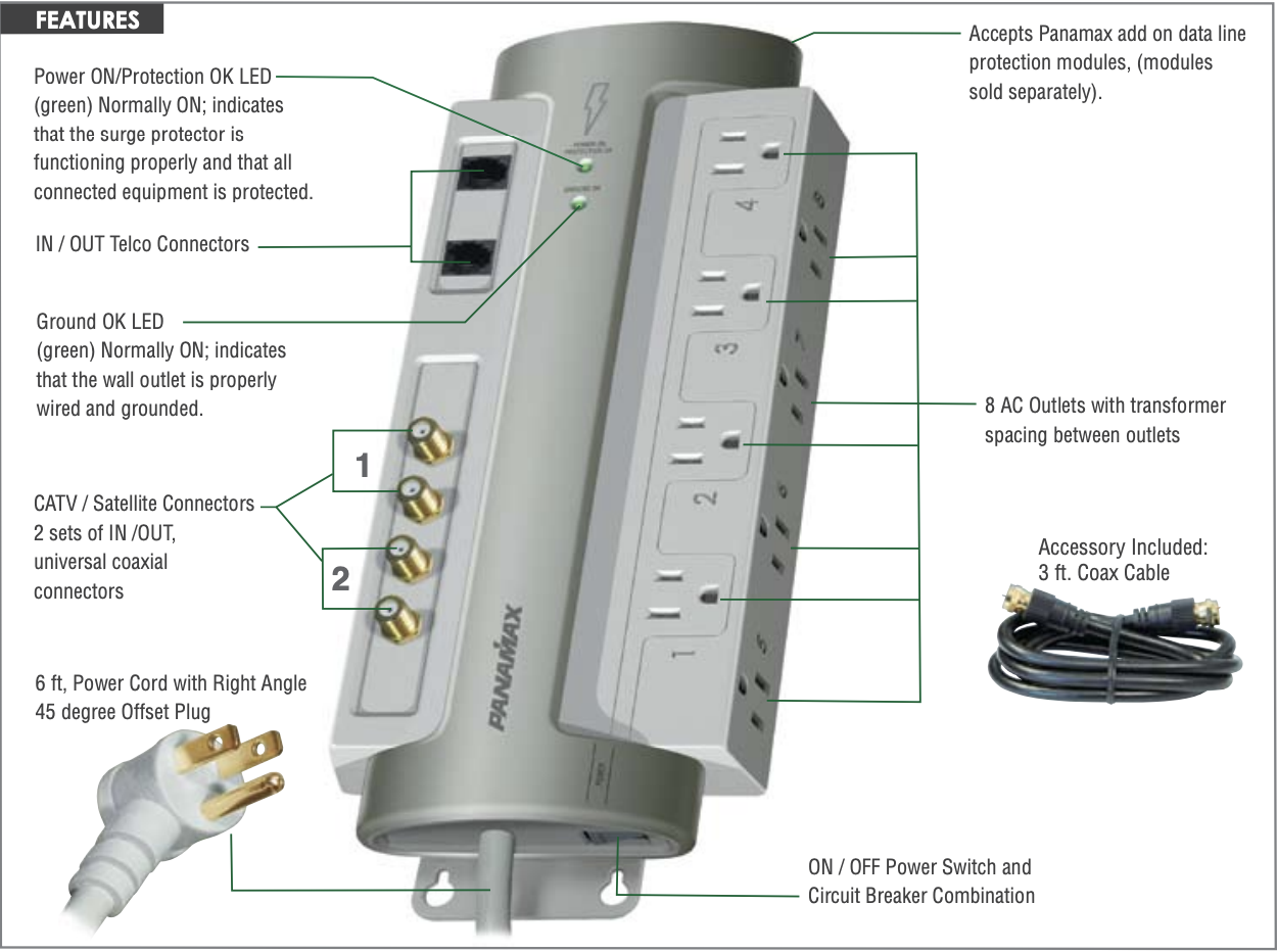 diagram of PM8-AV surge protector