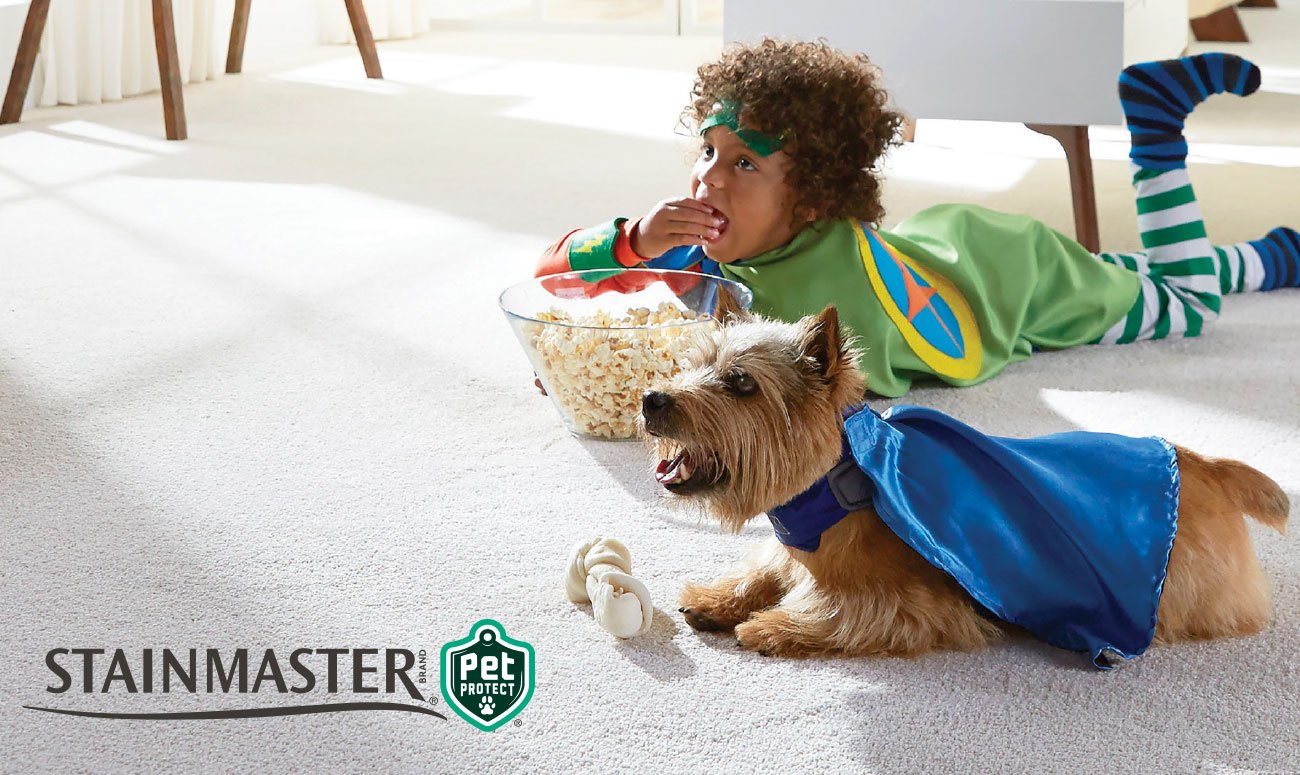 Stainmaster Girl and Dog on Carpet