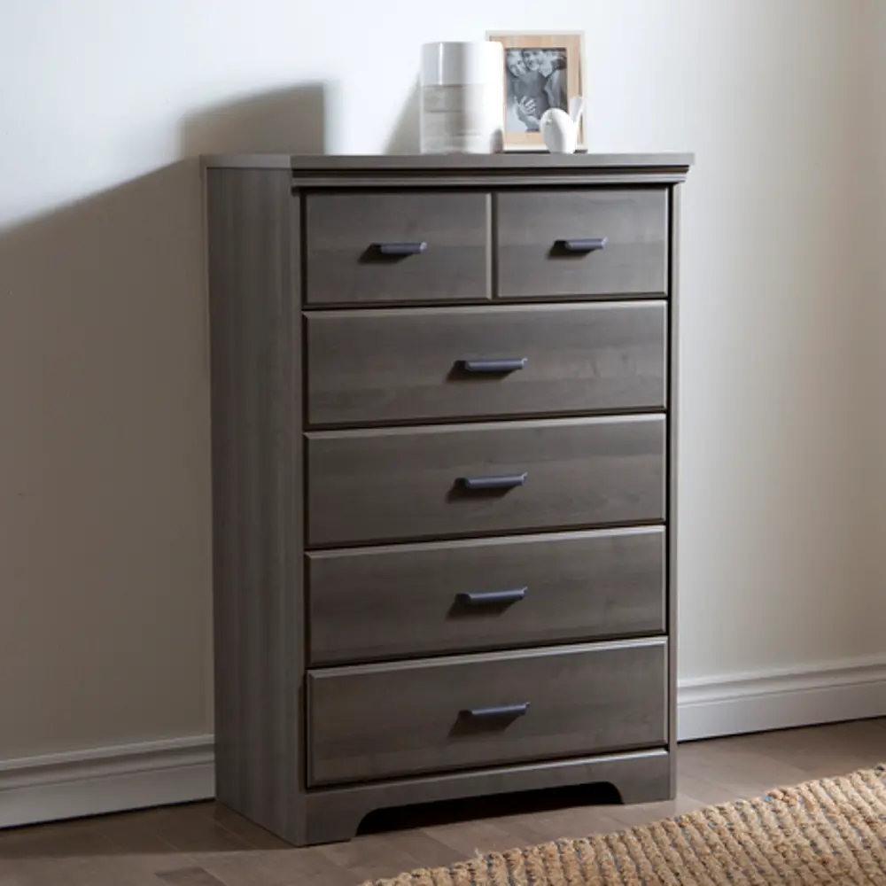 9041035 Versa Casual Contemporary Gray Maple 5-Drawer Chest - South Shore-1