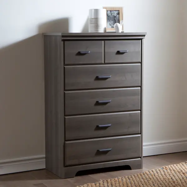 Versa Casual Contemporary Gray Maple 5, Modern Maple Dresser Chest Of Drawers