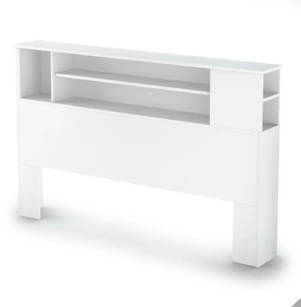 9007A1 Fusion White Full/Queen Bookcase Headboard (54/60 Inch) - South Shore-1