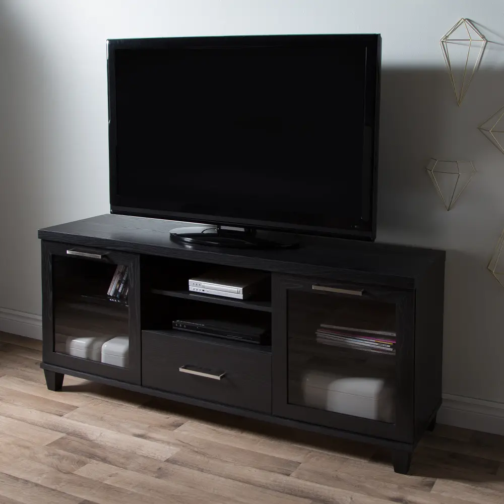9073662 Adrian Black Oak TV Stand  up to 60 Inch - South Shore-1