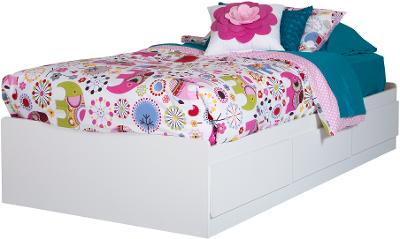 Pure White Twin Mates Bed With 3, Tiara Twin Mates Bed Bookcase Headboard White