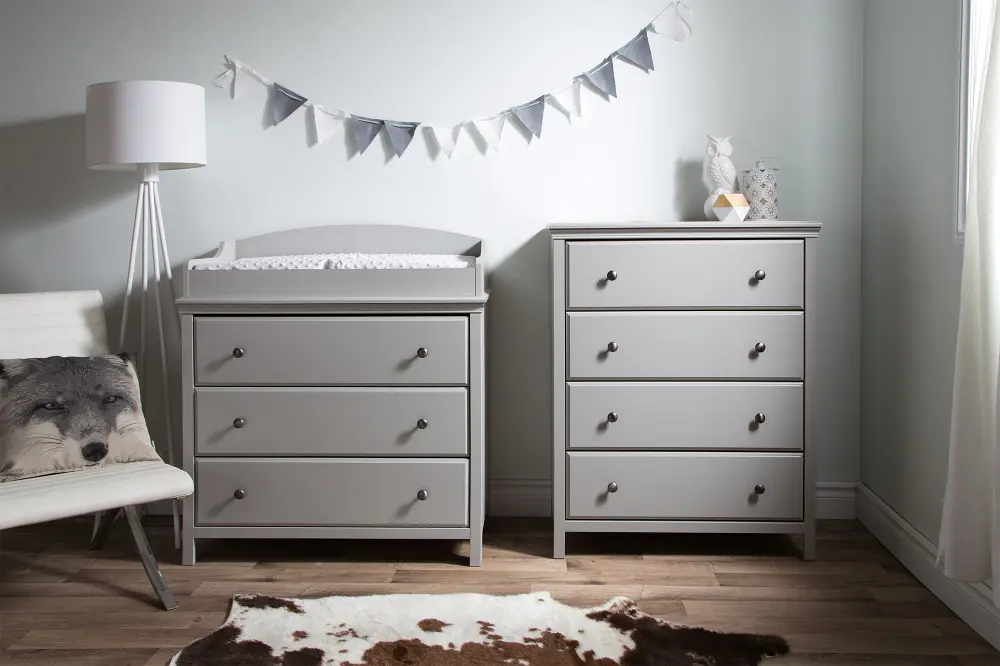 10057 Cotton Candy Gray Changing Table and 4-Drawer Chest-1