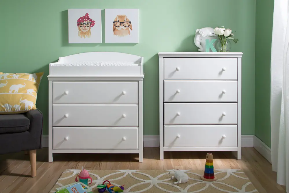 10058 Cotton Candy White Changing Table and 4-Drawer Chest-1