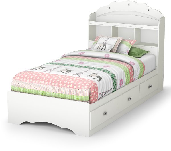 A Wooden Kids Bed From Rc Willey For Your Children Searching 10050 White Twin Mates Bed With Bookcase Headboard Tiara
