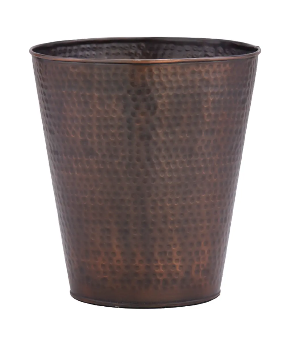 Hammered Copper Waste Basket-1