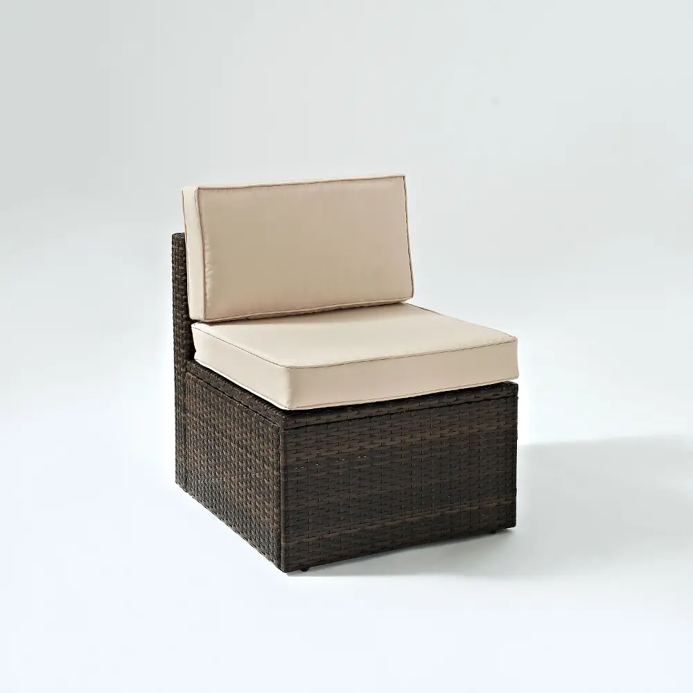 CO7104-BR Palm Harbor Sand/Dark Brown Outdoor Wicker Center Chair-1