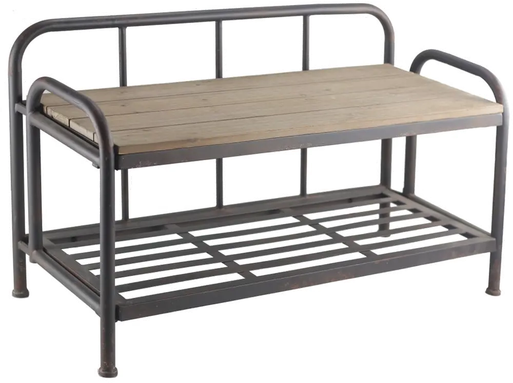 Metal and Wood Industrial Bench-1
