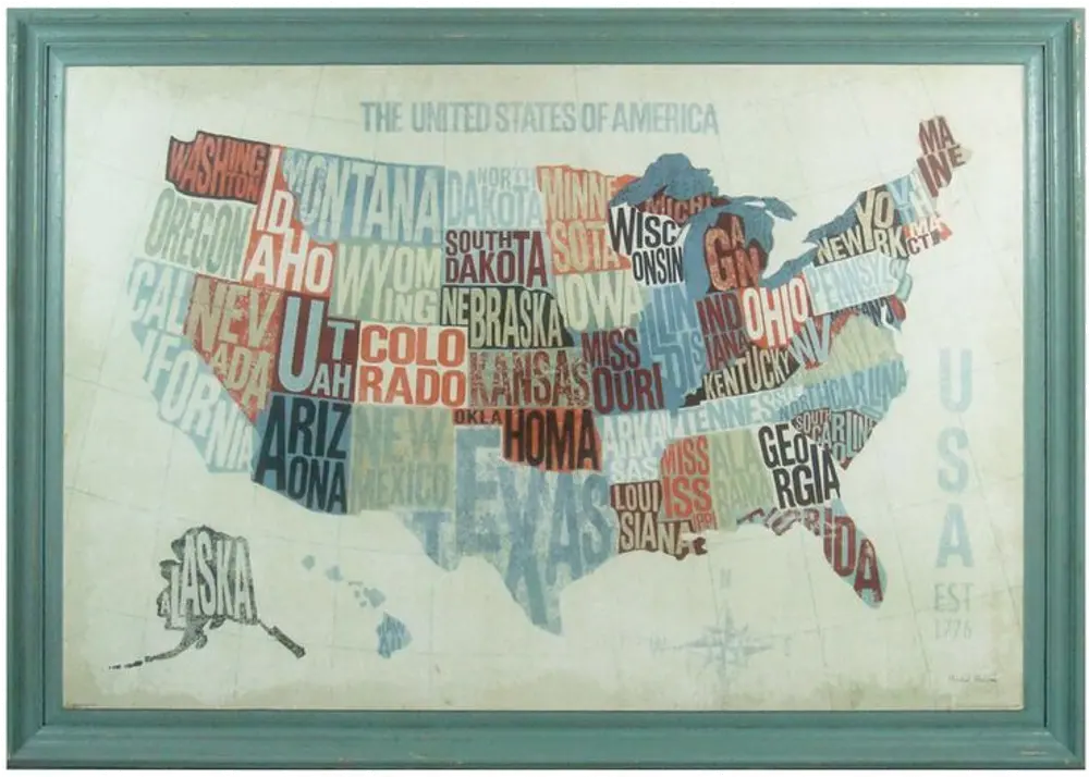 Wood Framed USA Map-1