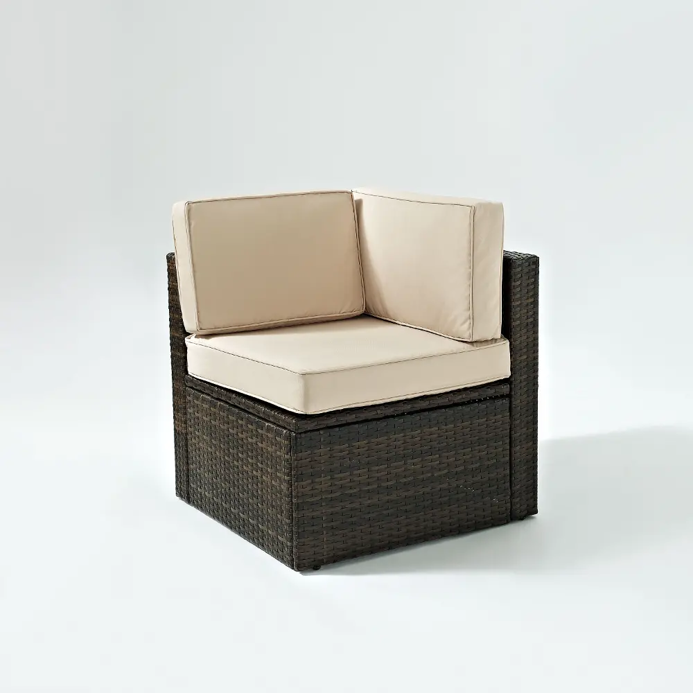 CO7103-BR Palm Harbor Sand/Dark Brown Outdoor Wicker Corner Chair-1