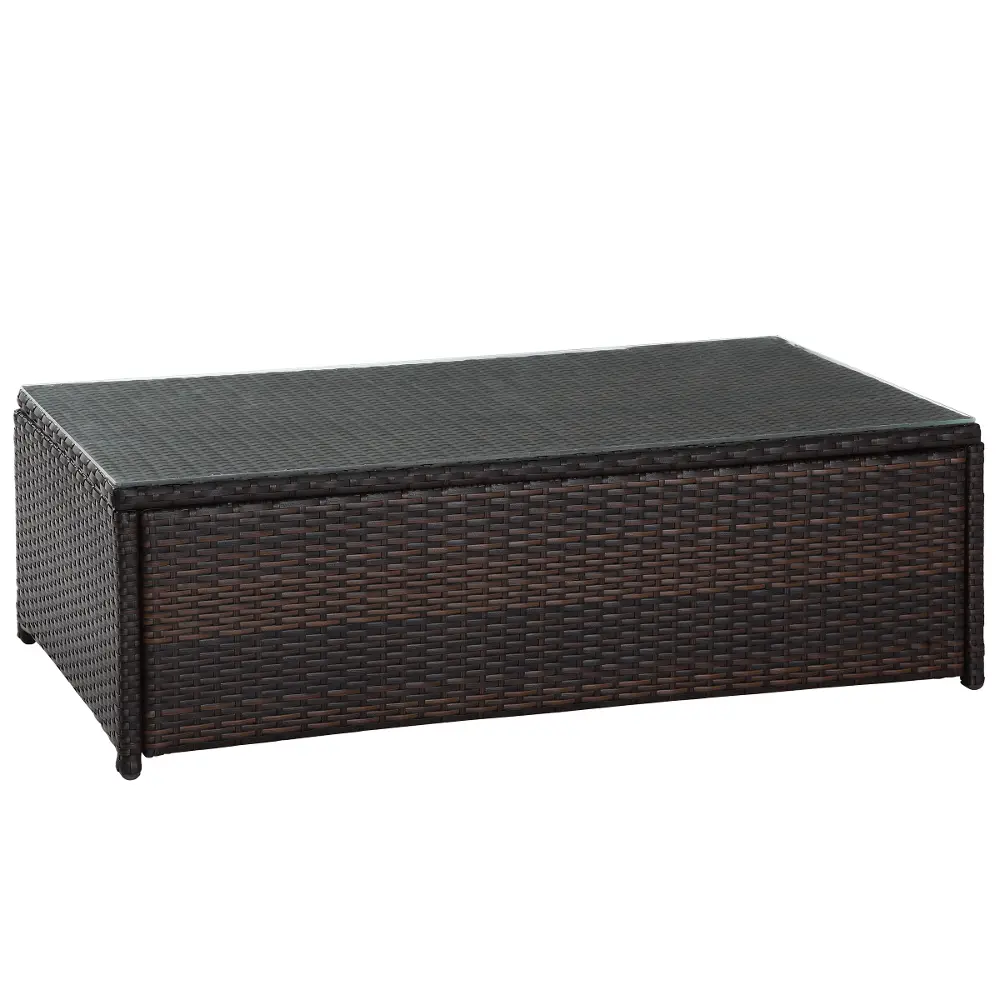 CO7201-BR Palm Harbor Wicker and Glass Patio Coffee Table-1