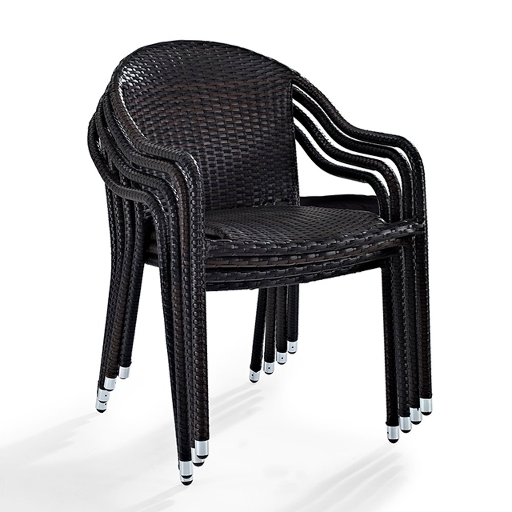 Palm Harbor Black Stackable Wicker Patio Chairs Set of 4