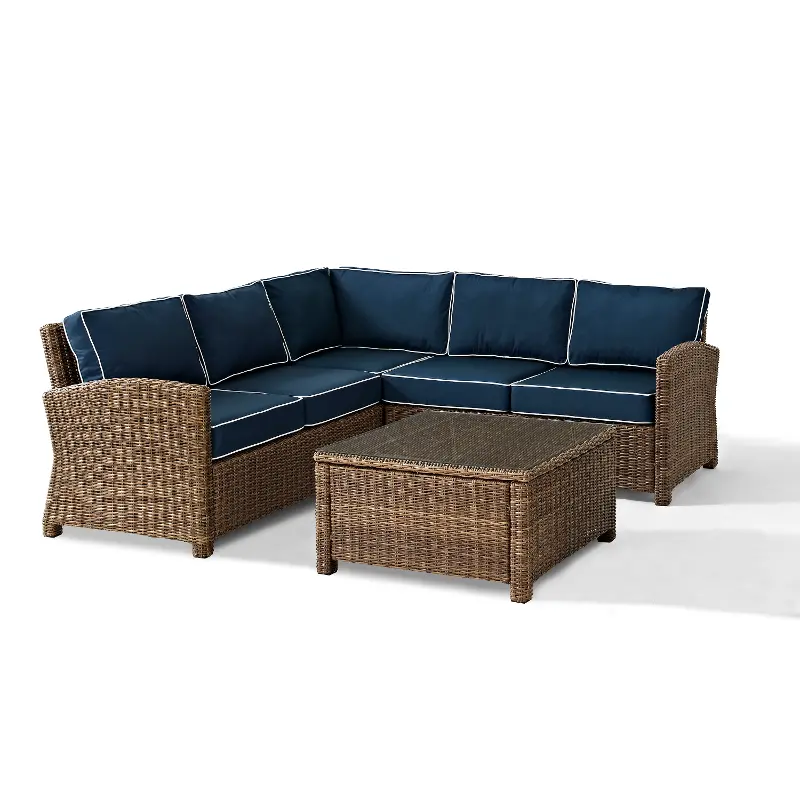 Bradenton 4 Piece Navy and Brown Patio Set