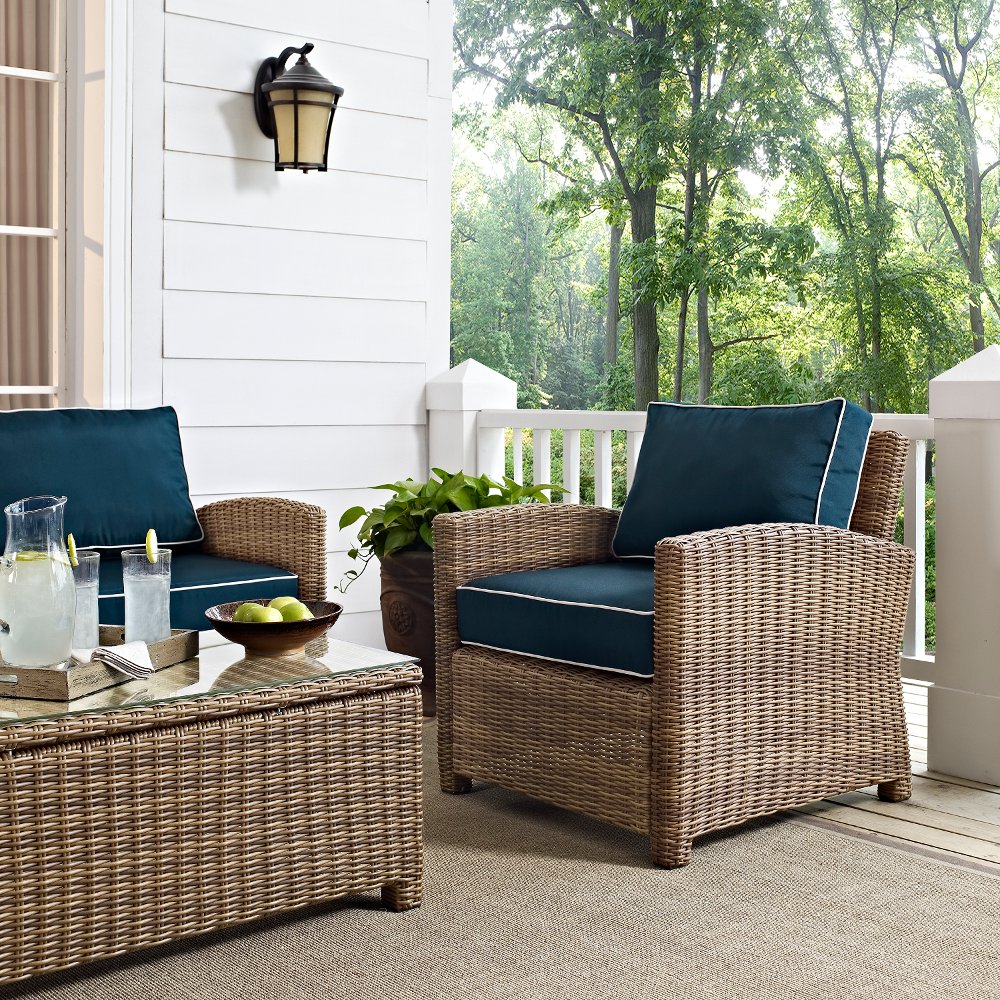 Bradenton Navy and Wicker Patio Armchair