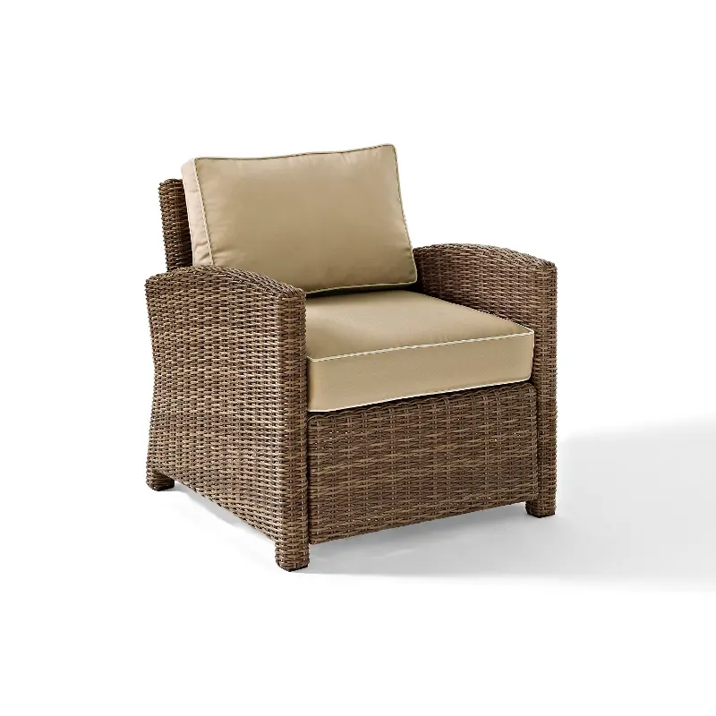 Bradenton Tan and Wicker Patio Armchair