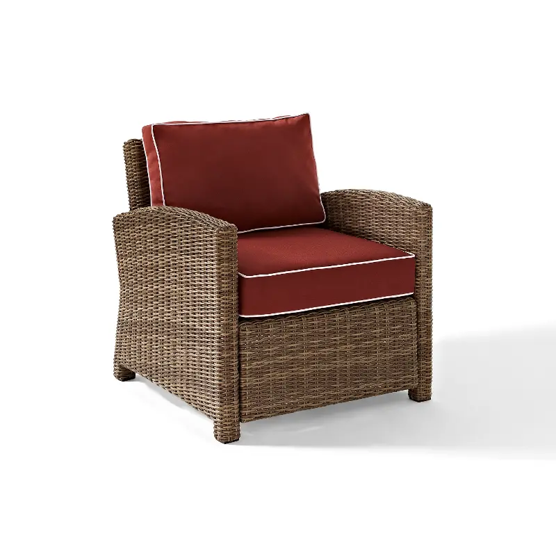 Bradenton Red and Wicker Patio Armchair