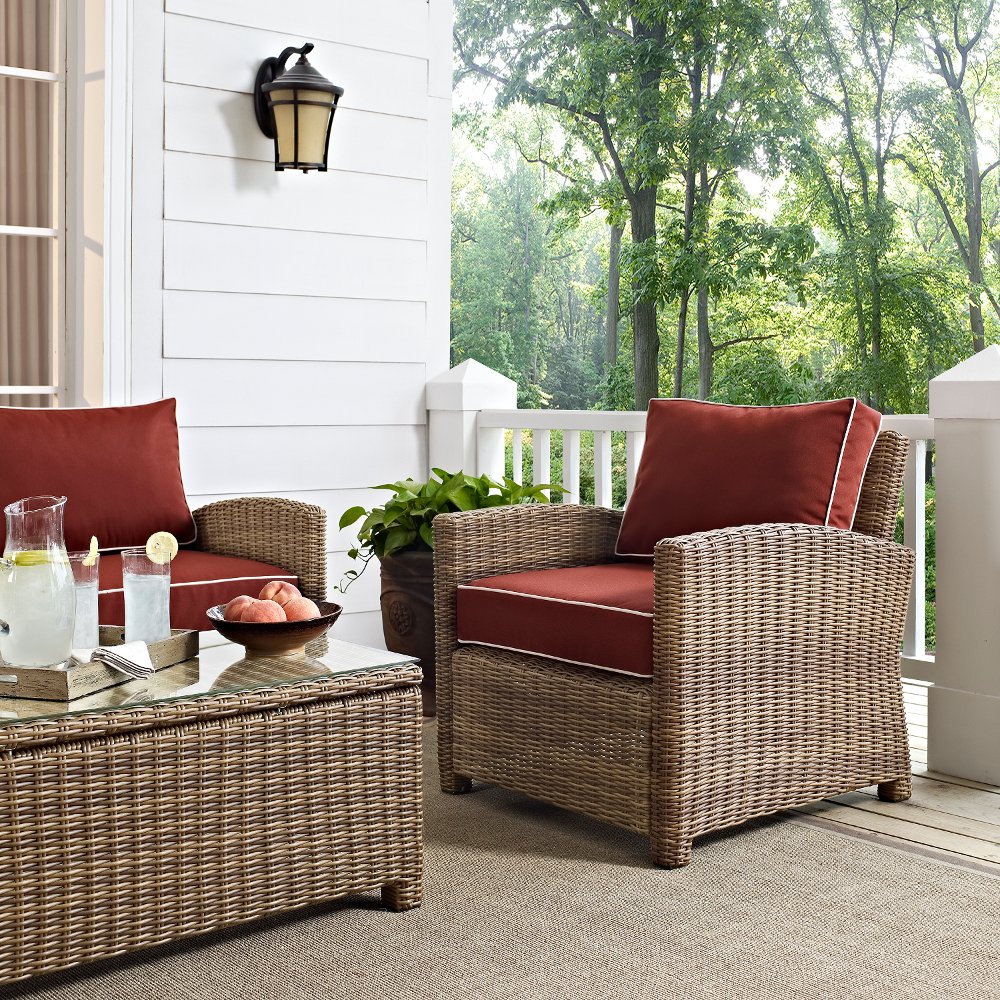 Bradenton Sangria and Wicker Patio Armchair