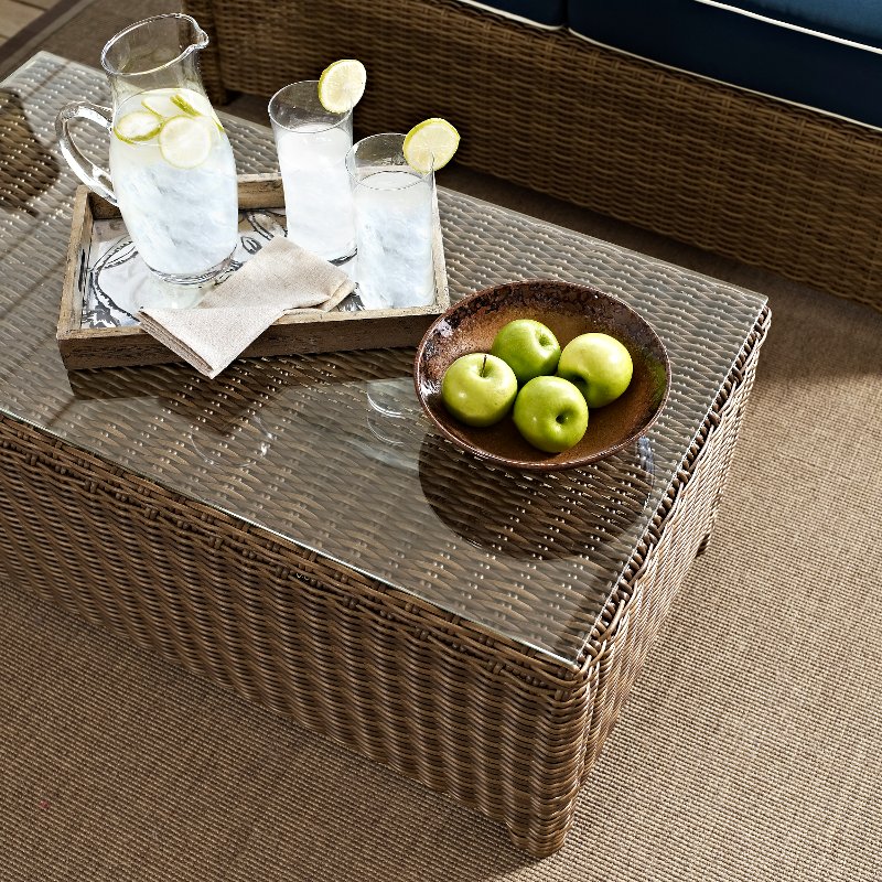 Light Brown Outdoor Wicker Glass Top Table Bradenton Rc Willey - Light Brown Wicker Outdoor Furniture