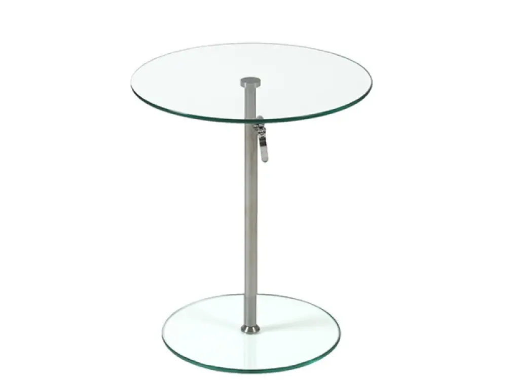Clear Glass/Stainless Steel Adjustable Side Table - Radinka -1