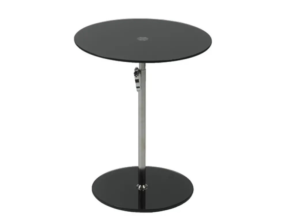 Black Glass/Stainless Steel Adjustable Side Table  - Radinka-1