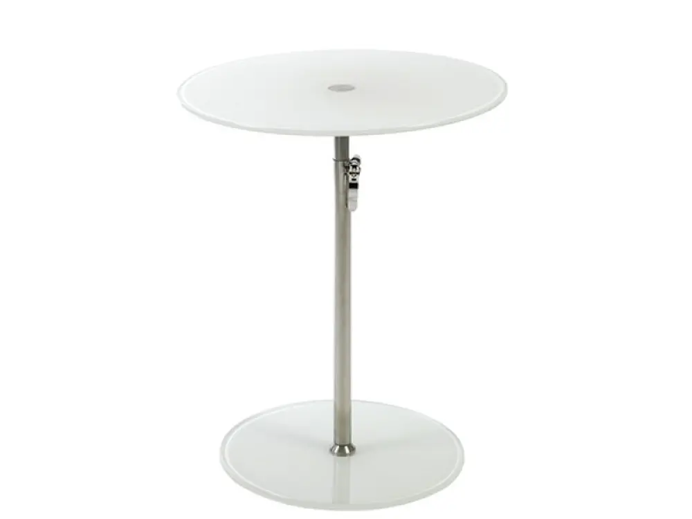 White Glass/Stainless Steel Adjustable Side Table - Radinka-1