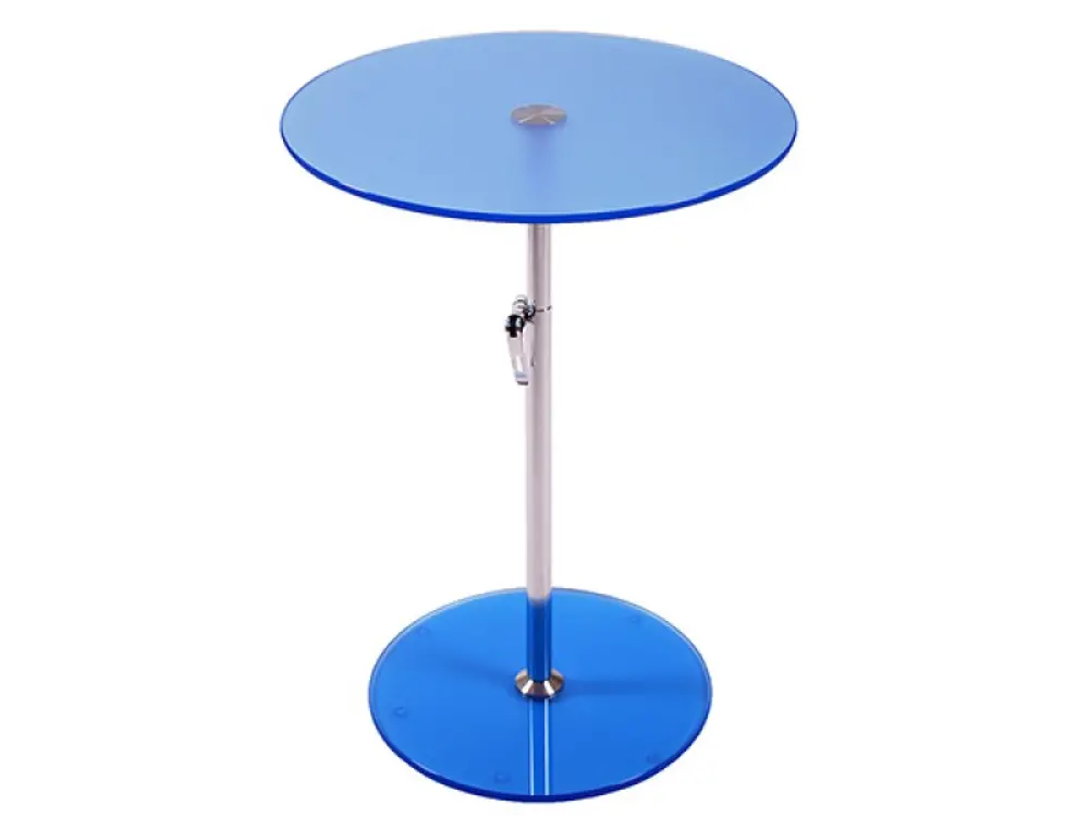 Blue Glass/Stainless Steel Adjustable Side Table - Radinka-1