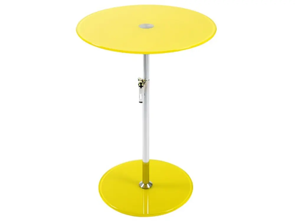 Yellow Glass/Stainless Steel Adjustable Side Table - Radinka -1