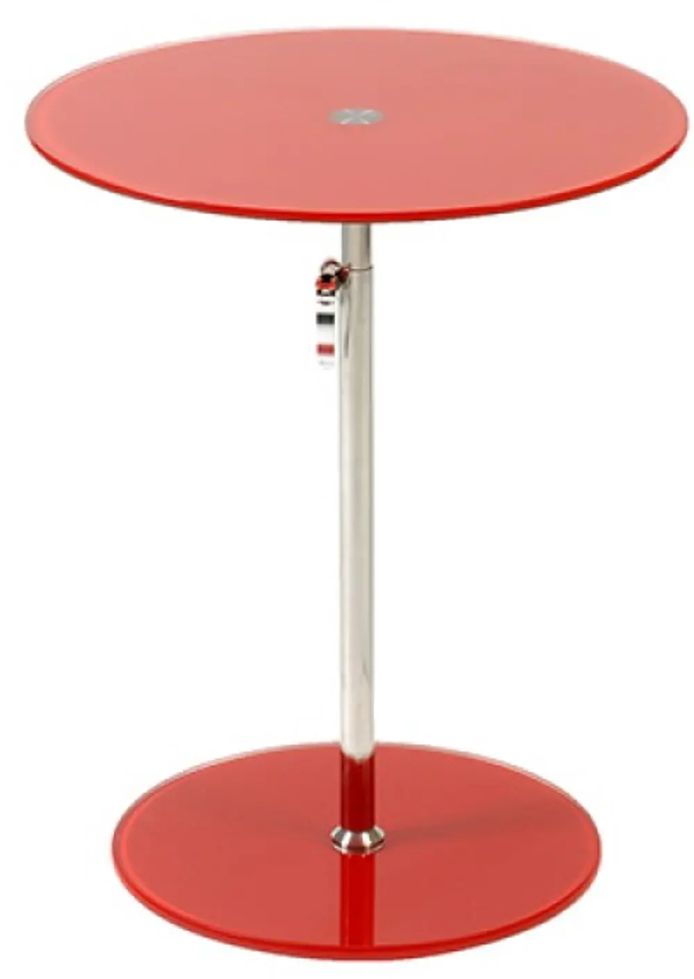 Red Glass/Stainless Steel Adjustable Side Table - Radinka-1