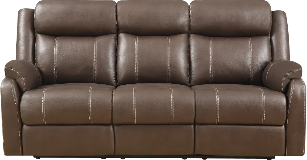 Domino Brown Dual Reclining Sofa-1