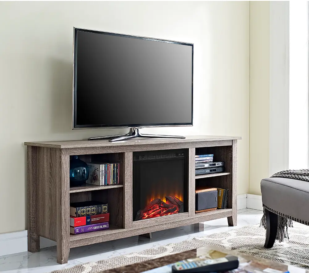 W58FP18AG Driftwood Fireplace TV Stand-1
