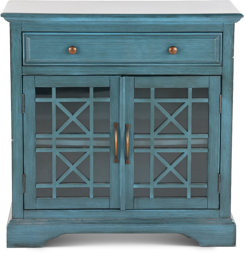 Antique Blue 2 Door and 1 Drawer Accent Cabinet