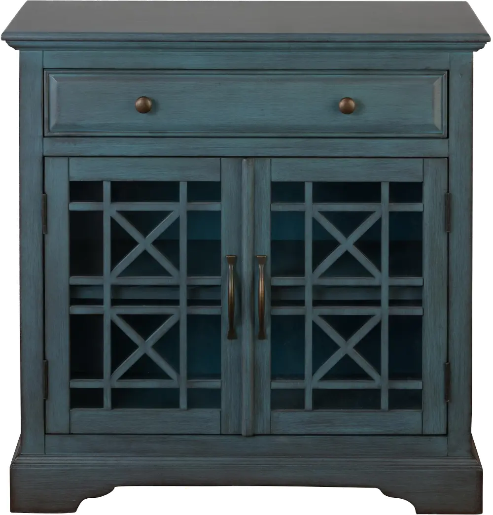 Antique Blue 2 Door and 1 Drawer Accent Cabinet-1