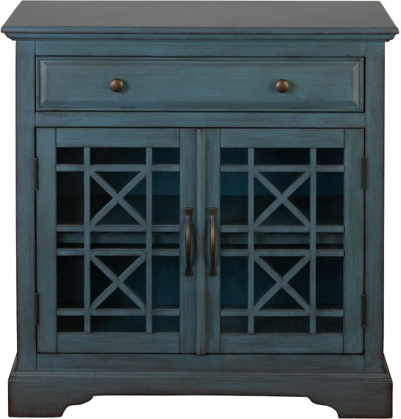 Antique Blue 2 Door And 1 Drawer Accent, Two Door Cabinet With Drawer