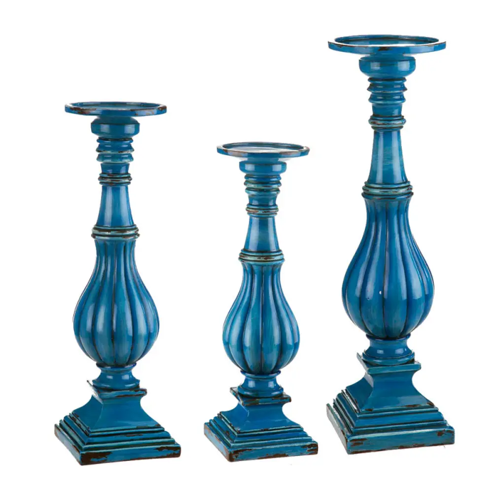 11 Inch Turquoise Pillar Candle Holder-1