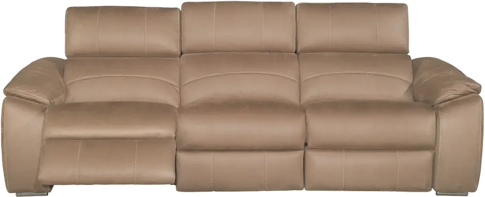 Taupe Microfiber 3 Piece Power Triple Reclining Sofa - Vogue-1