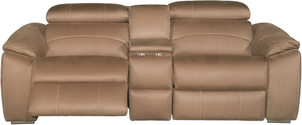 Taupe Microfiber 3 Piece Power Reclining Sofa with Console - Vogue Collection-1