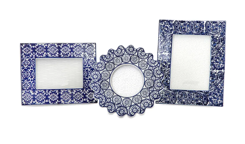 8 Inch Blue and White Ceramic Picture Frame-1