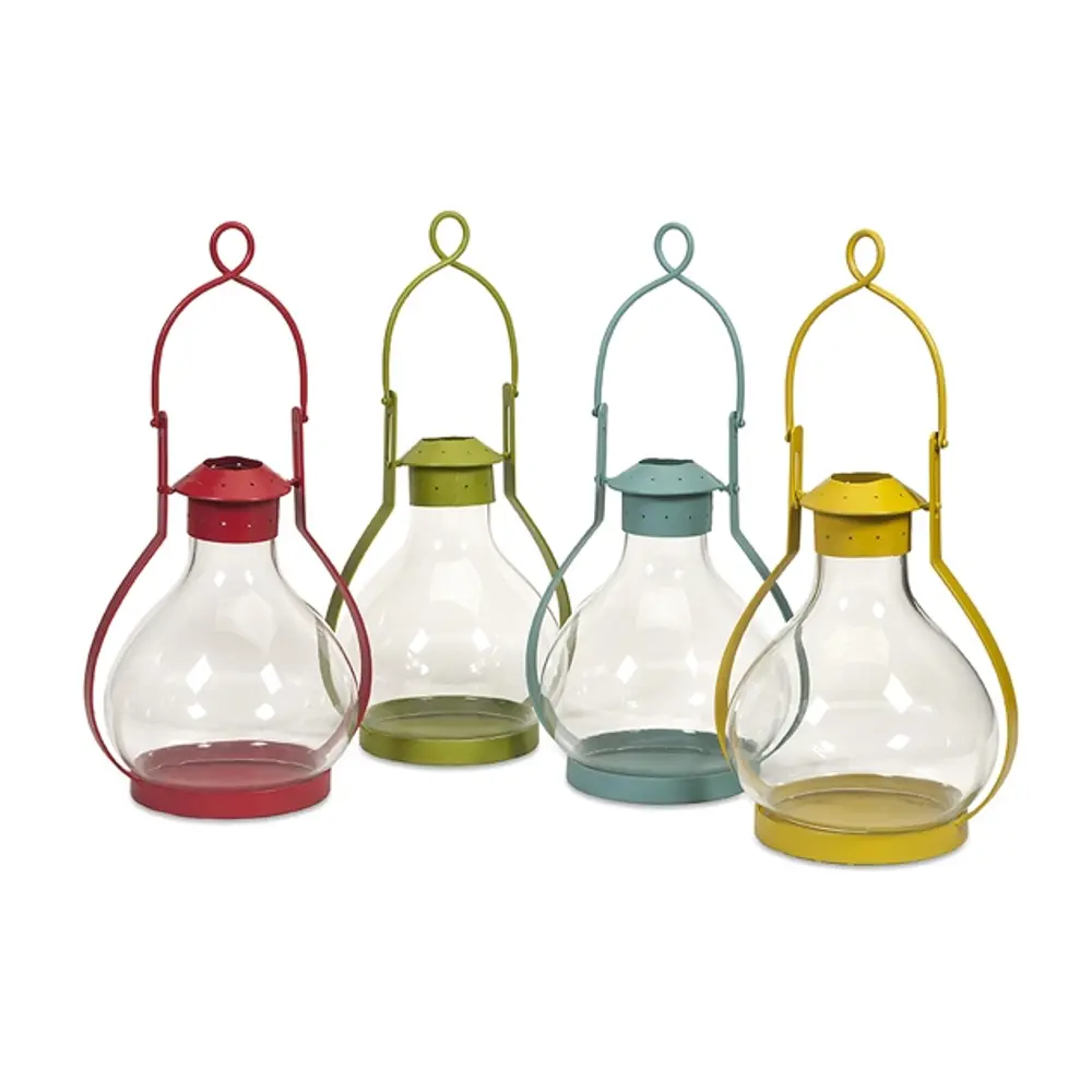 Assorted Multi-Color Glass Candle Lanterns-1
