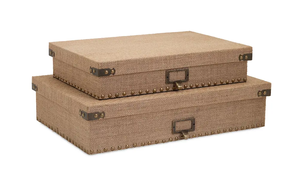 15 Inch Tan Burlap Document Box-1