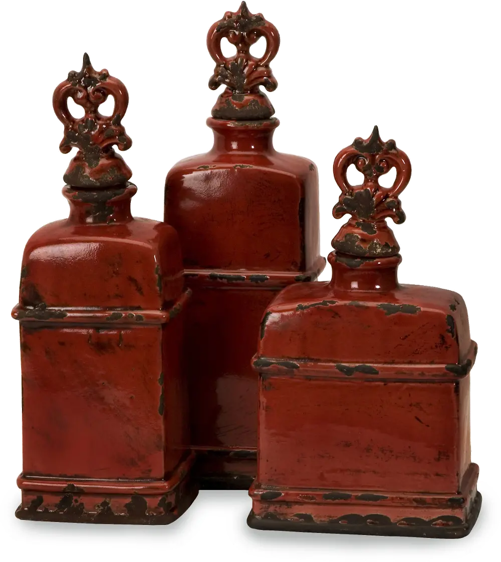 14 Inch Garnet Red Bottle with Finial-1