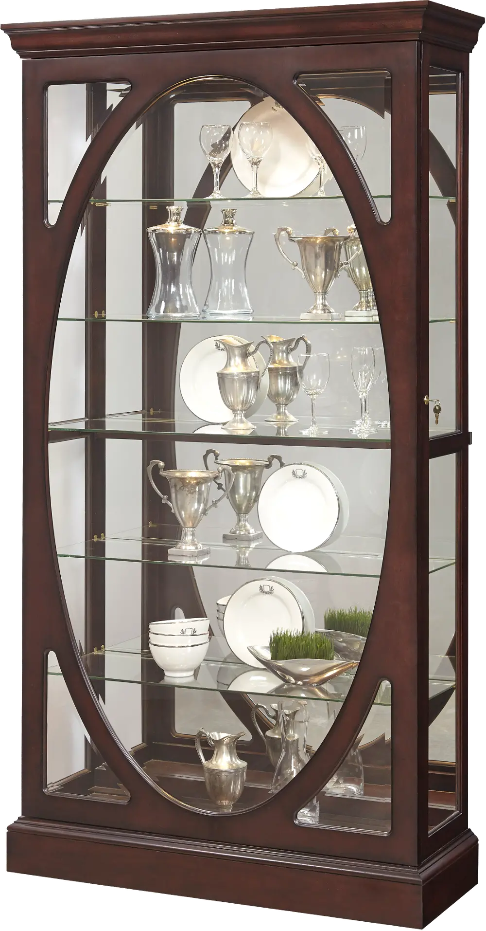 Sable Oval Front Curio Cabinet-1