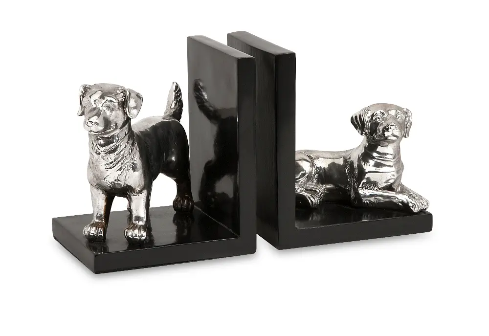 Silver Dogs Bookend Pair-1