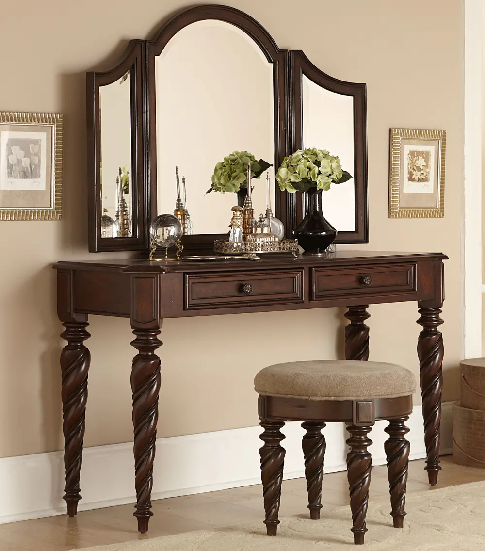 Traditional Brown 3 Piece Vanity Set - Arbor Place-1